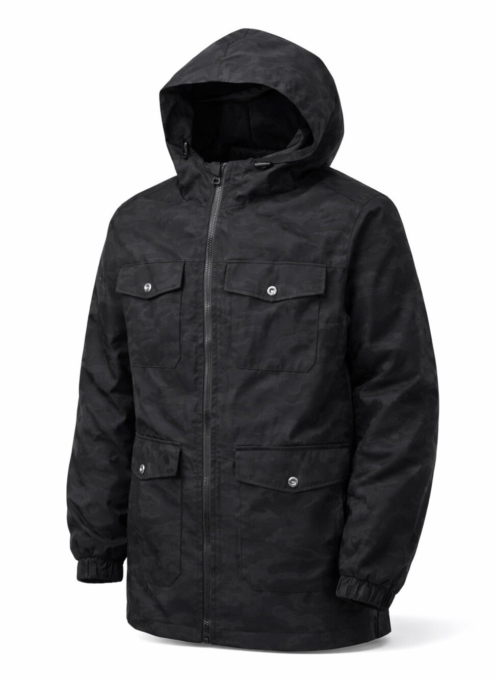 Michael Kors Women's Fleeced Lined Hooded Parka Jacket Black Camo Size S